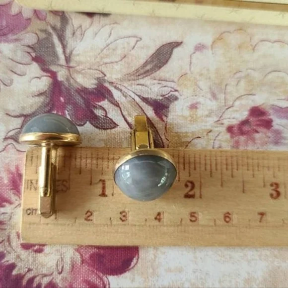 Swank Gray Cabochon Cufflinks - Picture 6 of 10